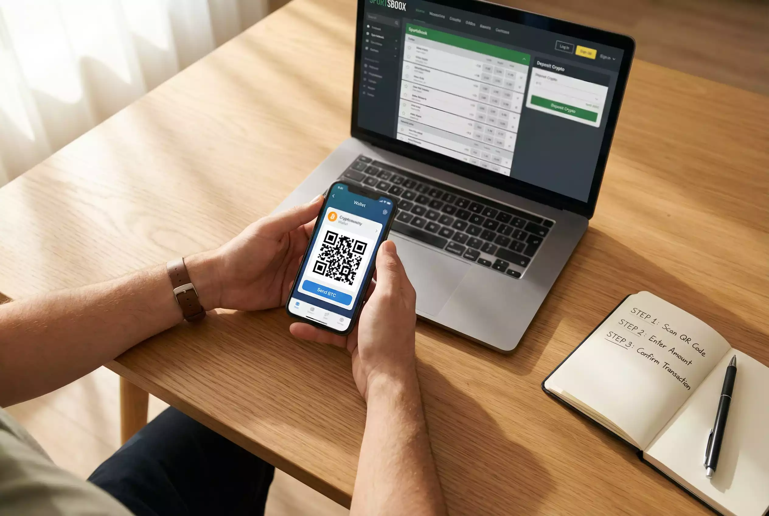 Bitcoin-overføring fra wallet til krypto-bookmaker — steg-for-steg