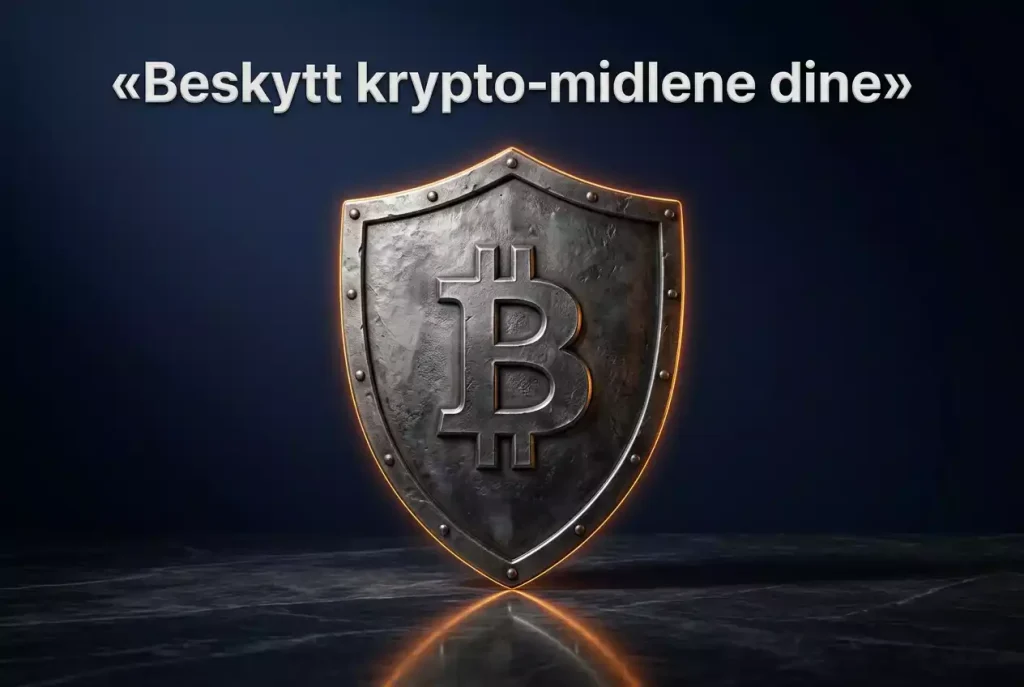 Skjold med bitcoin-symbol – sikkerhetstips for å beskytte krypto-midler ved betting
