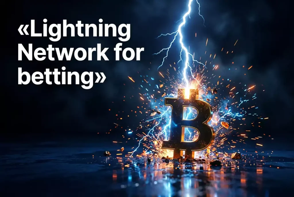 Lynbolt treffer et bitcoin-symbol – Lightning Network gjør betting raskere