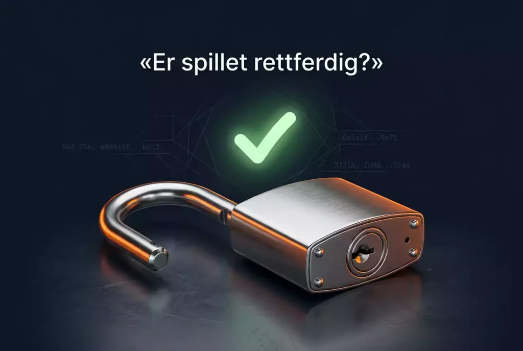 Åpen hengelås med sjekk-ikon – provably fair teknologi for rettferdig kryptospill